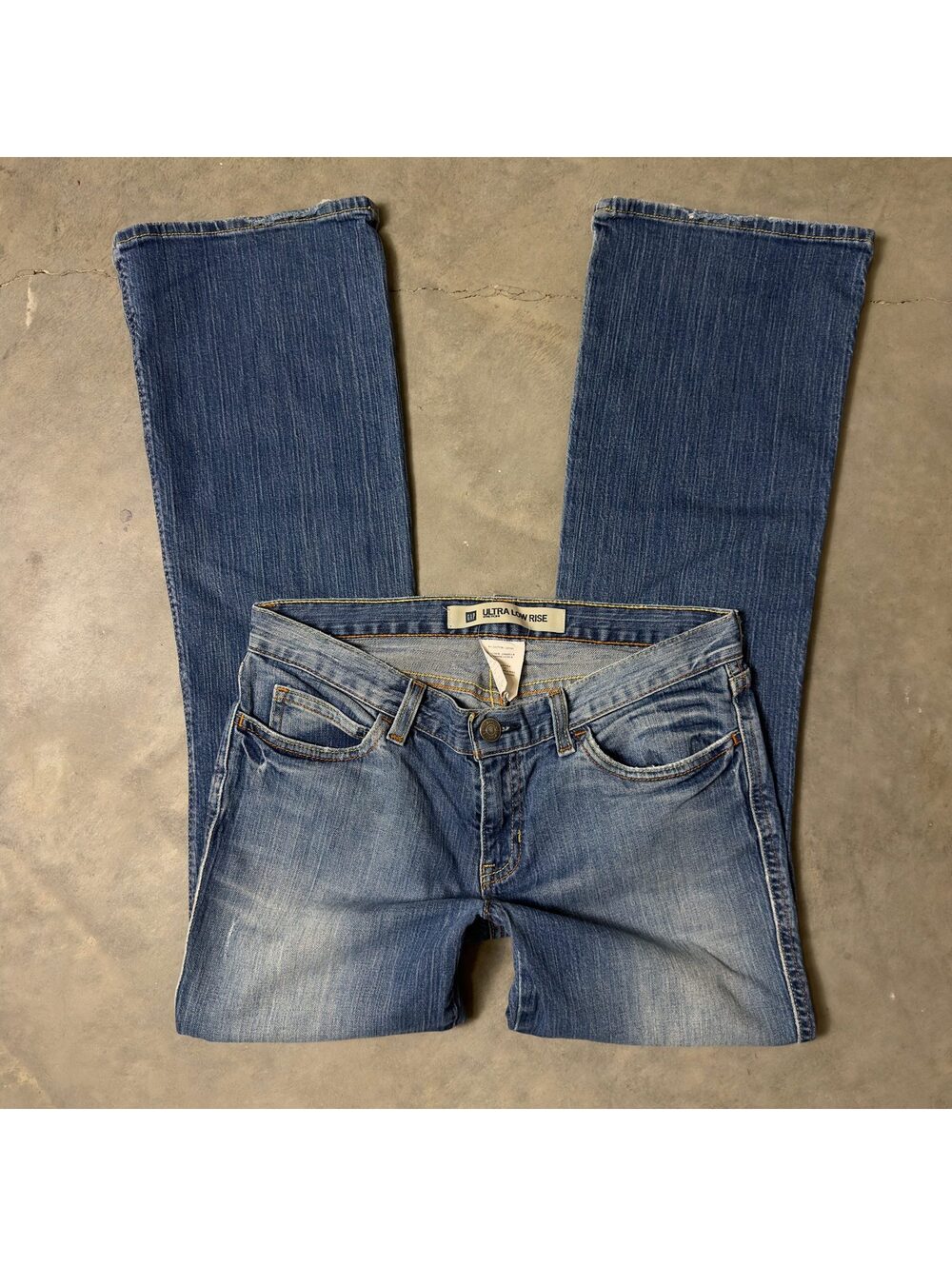 Gap Ultra Low Rise Bootcut Jeans Womens 8 Dark Wash Stretch